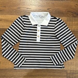 Stylish Black and White Striped Athletic Polo